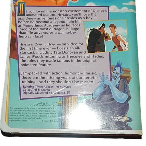 DISNEY'S HERCULES: ZERO TO HERO vintage clamshell case VHS movie - Picture 4 of 12